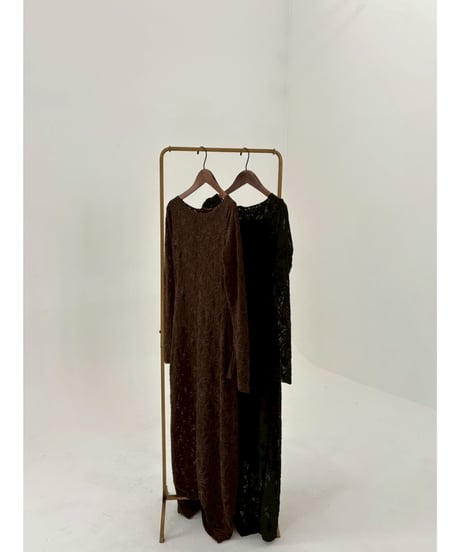 Textured Long Dress brown