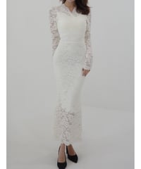 Elegant Lace Long Dress white