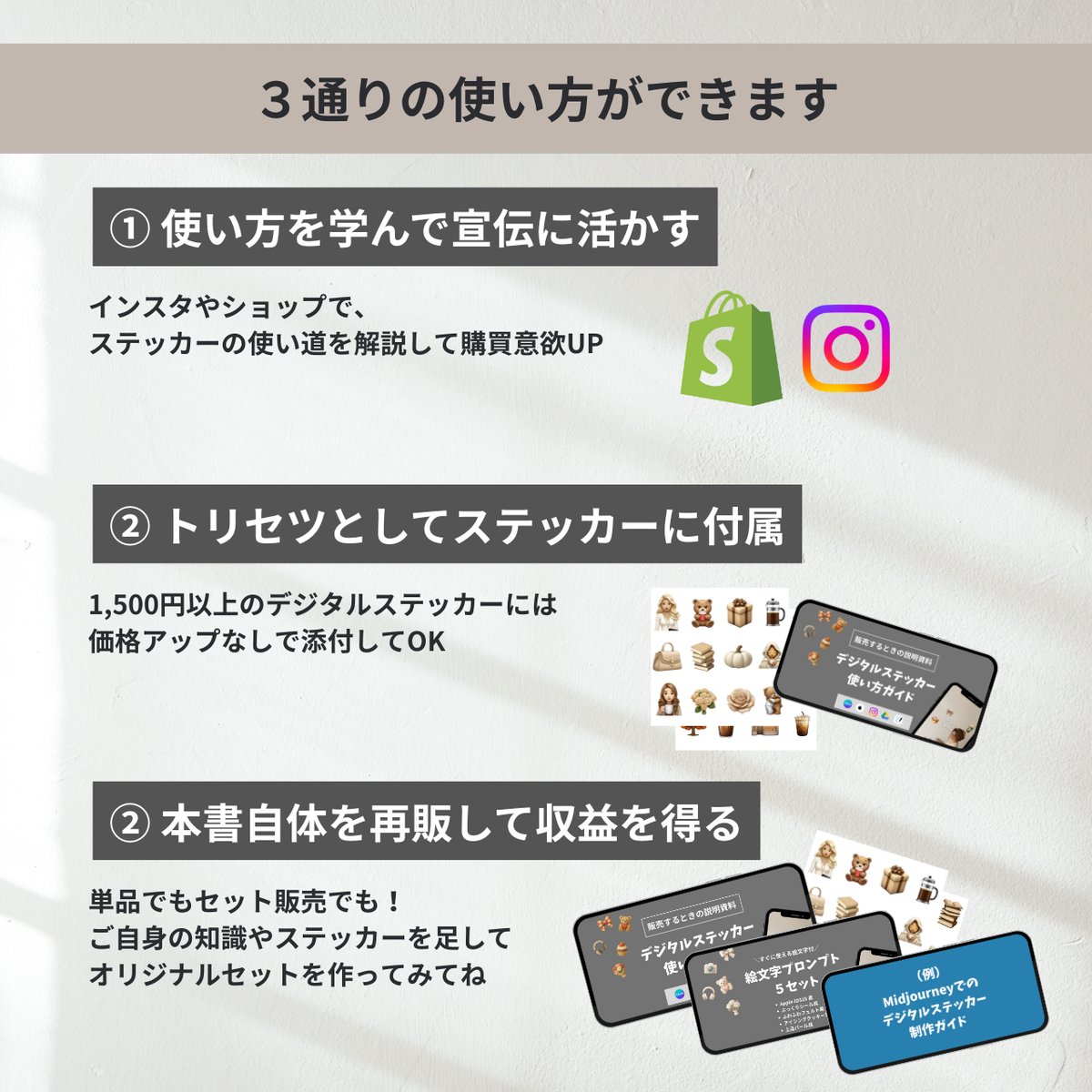再販OK】デジタルステッカー顧客説明ガイド＋絵文字プロンプトセット 