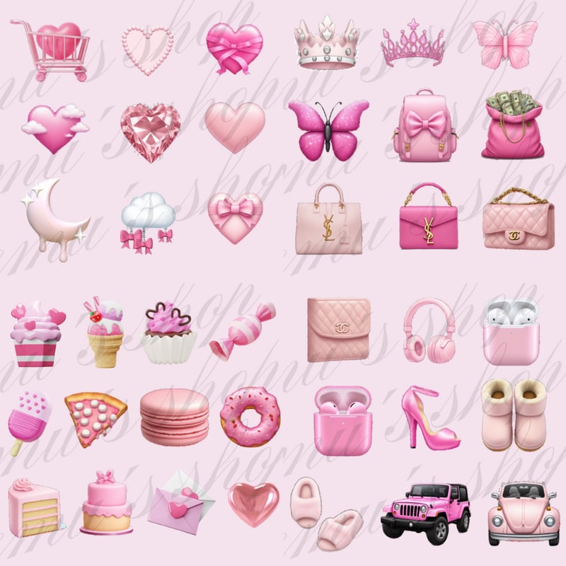 再販OK】ピンクの絵文字ステッカーセット100+ | emu's SHOP