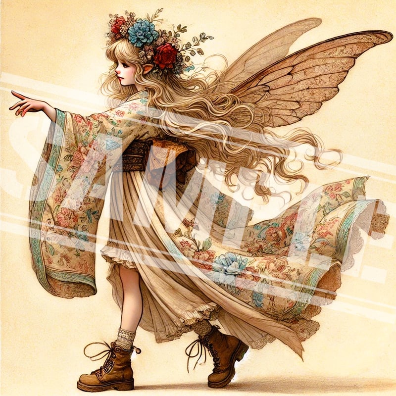 1点限り】絵本風の着物妖精⑱(1024×1024)png | 夢幻和響