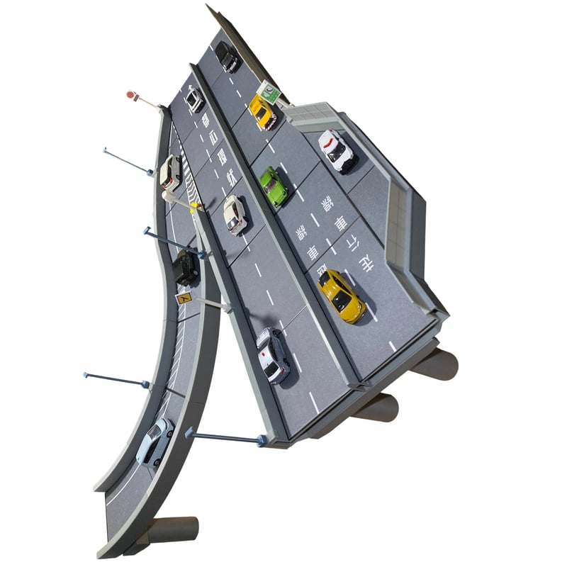 1:64 ミニカージオラマ 非常駐車帯合流カーブセット 1:64 高速道路 非常駐車帯合流カーブセット | ミニカージオラマの