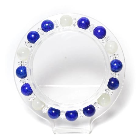 ラピスラズリ AAAA 8mm ムーンストーン 8mm 平珠水晶 ブレスレット　381