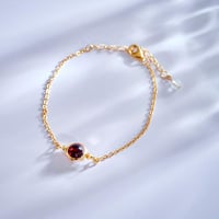 誕生石 ブレスレット チェーン ガーネット 1月 華奢 細身 重ねづけ　chsm-14656-gar