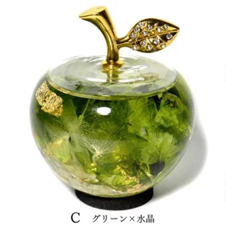りんご ハーバリウム さざれ石 金箔入り 置き物 ※ボックス付き　st13917