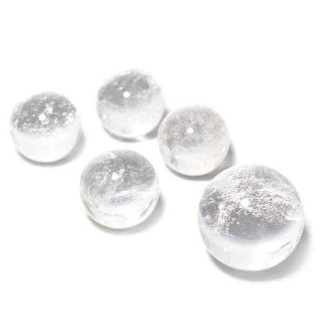 【次回入荷未定】 地鎮水晶 水晶 丸玉 地鎮用 地鎮 結界 天然水晶 置き物 ※木製箱付き サイズ：直径約28mm 直径約21mm　ui13856