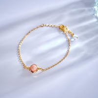 誕生石 ブレスレット チェーン ピンクオパール 10月 華奢 細身 重ねづけ　chsm-14656-pin