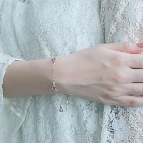 アメジスト 淡水パール 天然石 チェーンブレス ブレスレット ゴールド 華奢 chs-jbi26