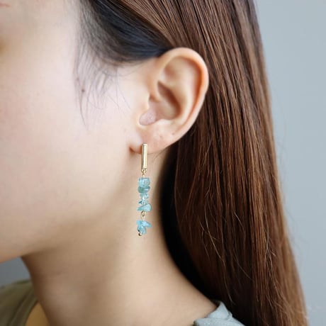 ピアス アパタイト 天然石 さざれ石 さざれ スティック 　chsm-14769-apa