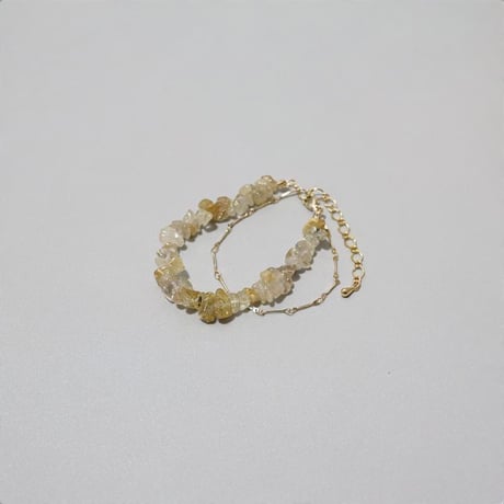 ブレスレット ルチルクォーツ 天然石 さざれ石 さざれ 2連 チェーン アクセサリー ゴールド カジュアル 透明感 きらきら chsm-14771-rut