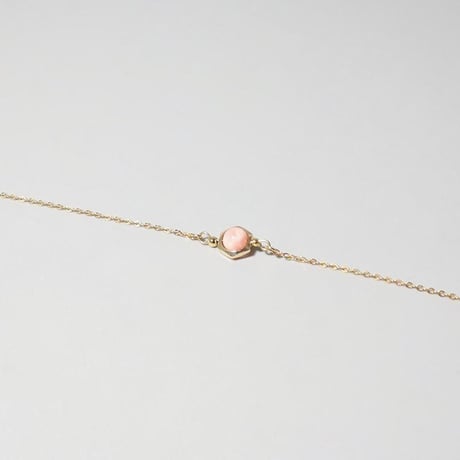 誕生石 ブレスレット チェーン ピンクオパール 10月 華奢 細身 重ねづけ　chsm-14656-pin