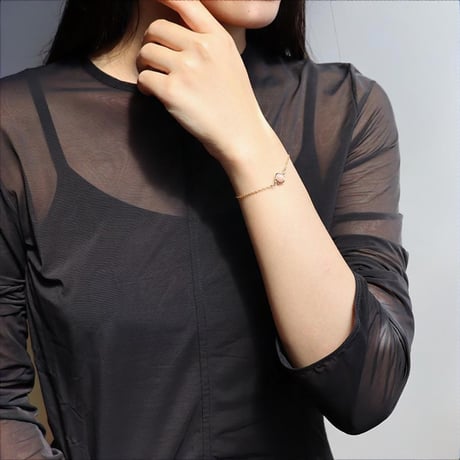 誕生石 ブレスレット チェーン ピンクオパール 10月 華奢 細身 重ねづけ　chsm-14656-pin