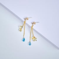 ピアス シトリン トパーズ チェーン しずく ドロップ さざれ 　chsm-14627-top