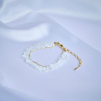 ブレスレット オブシディアン オパール 天然石 さざれ石 さざれ 2連 チェーン アクセサリー ゴールド 　chsm-14771-opa