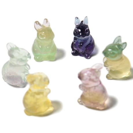 フローライト うさぎ ウサギ 置き物 単品　mi13677