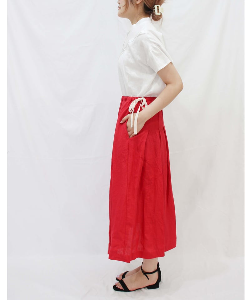 リネンタックスカート【30レッド】 | ina
