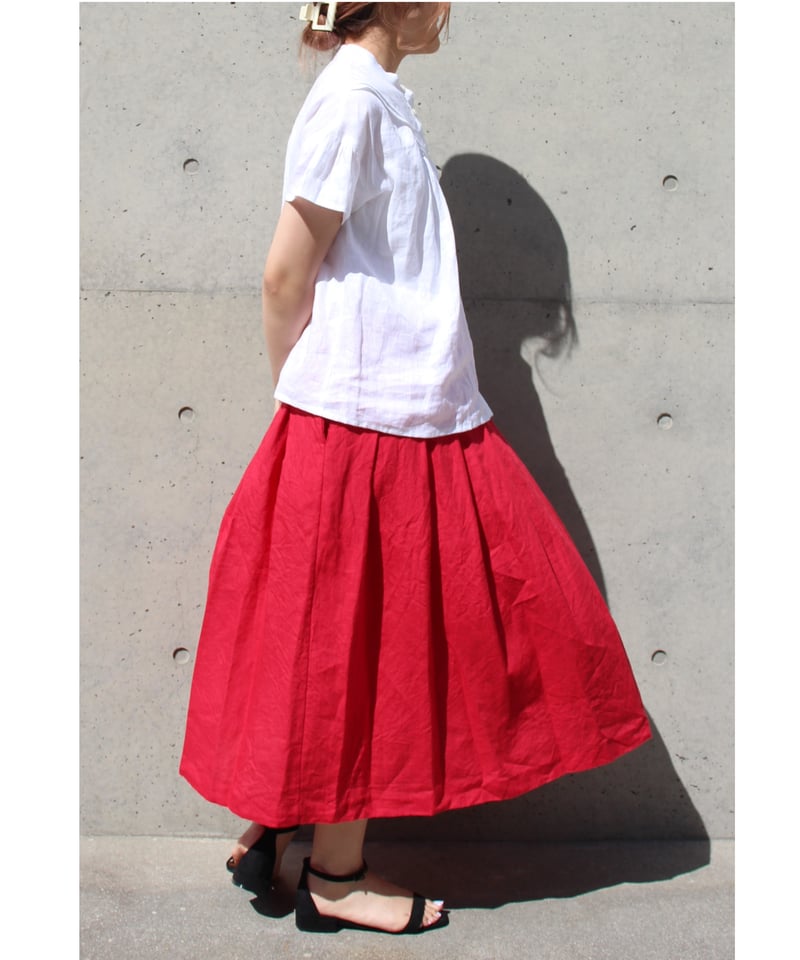 リネンタックスカート【30レッド】 | ina