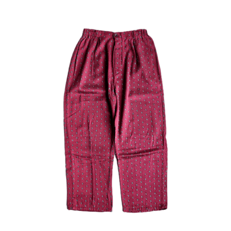 70's ユーロ パジャマパンツ 小紋柄 レディースM相当 古着 70年代 VINTAGE ヴィンテージ ワインレッド えんじ色 レーヨン フェード