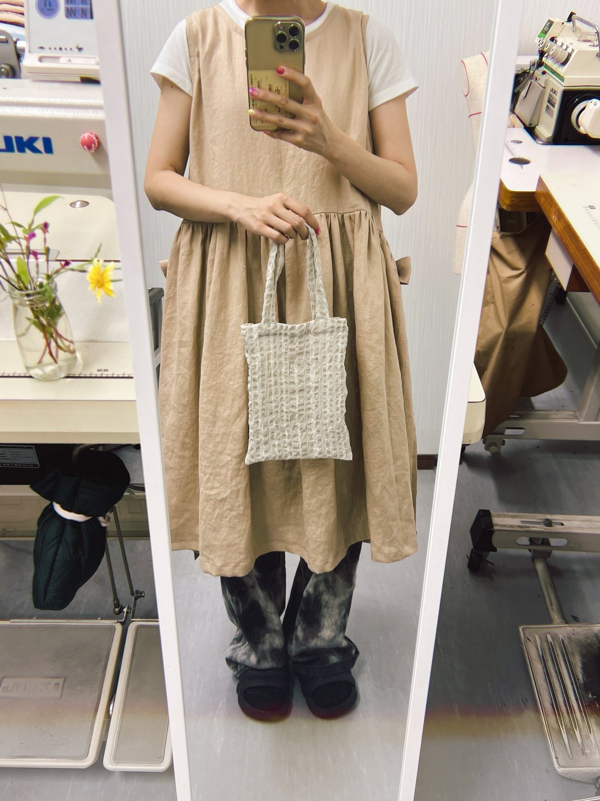 gather/エプロンドレス linen gather apron dress” / リネンギャザーエプロンドレス | R