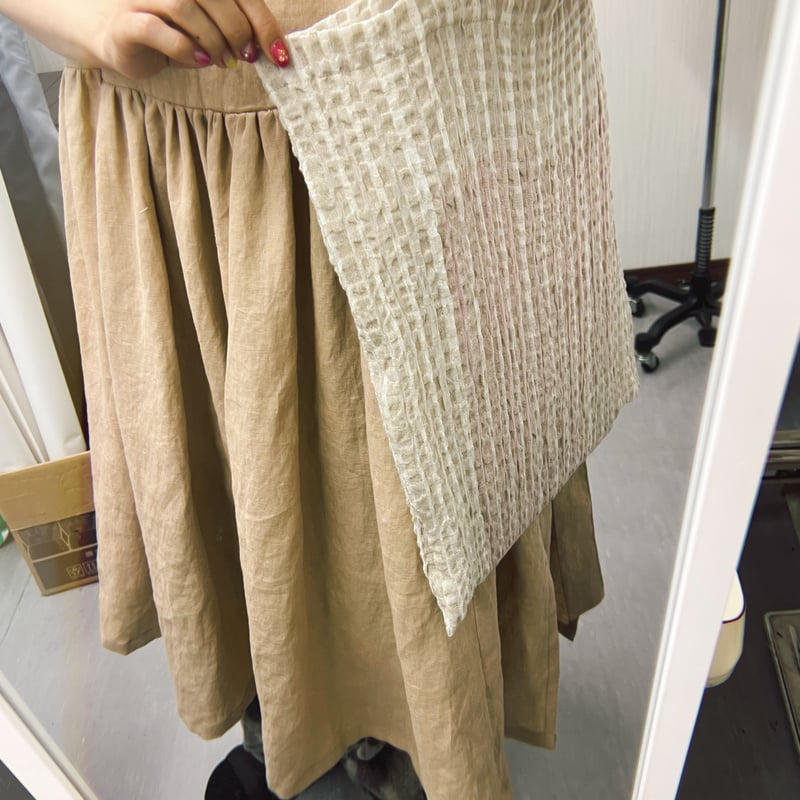 linen gather apron dress” / リネンギャザーエプロンドレス | R