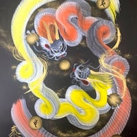 原画　A3（額付き）「双龍演舞」