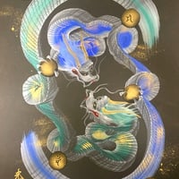 原画　A3（額付き）「双龍演舞」