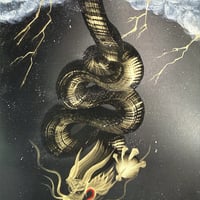 原画　B3(額付き)「雷鳴と共に願いを降ろす黒龍」