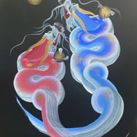 原画　B3（額付き）「月へと昇る夫婦龍」