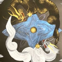 原画　B3(額付き)「世界を守る双子龍」