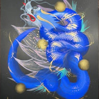 原画　A3（額付き）「蓮の花と青龍」