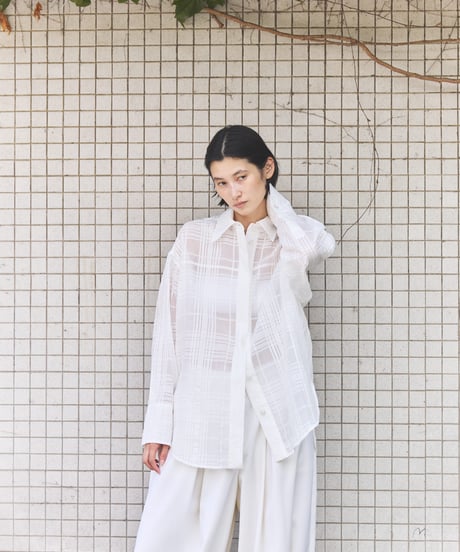 Sheer Jacquard Check Shirt