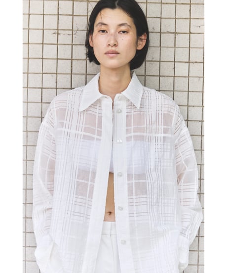 Sheer Jacquard Check Shirt
