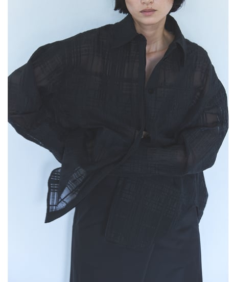 Sheer Jacquard Check Shirt
