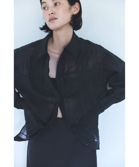 Sheer Jacquard Check Shirt