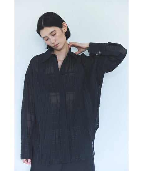Sheer Jacquard Check Shirt