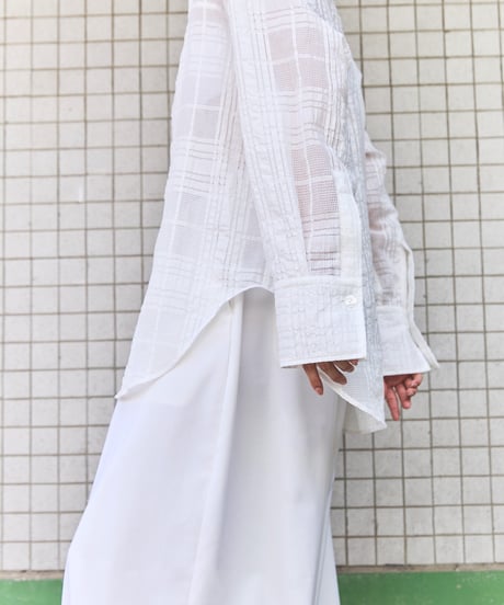 Sheer Jacquard Check Shirt