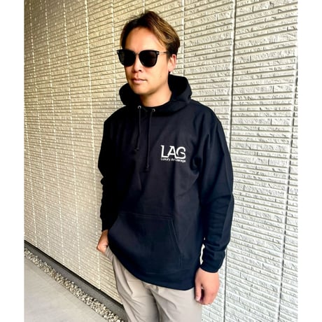 LAGNAオリジナルスタッフロゴ仕様プルオーバーパーカー10.0oz LAGロゴ