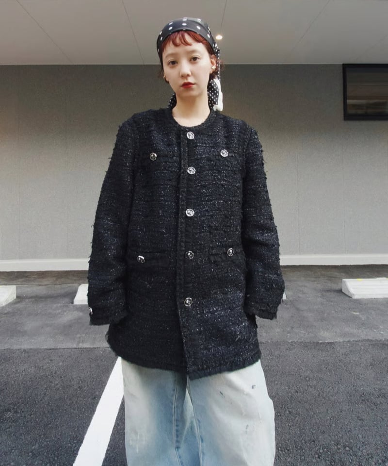 VIVIANO / Tulle Layered Tweed Jacket | JURK MAI