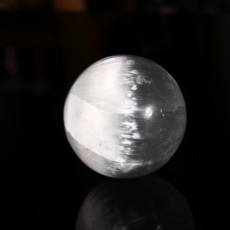 セレナイト 丸玉 40mm モロッコ産 原石置物 ジプサム 透石膏 高