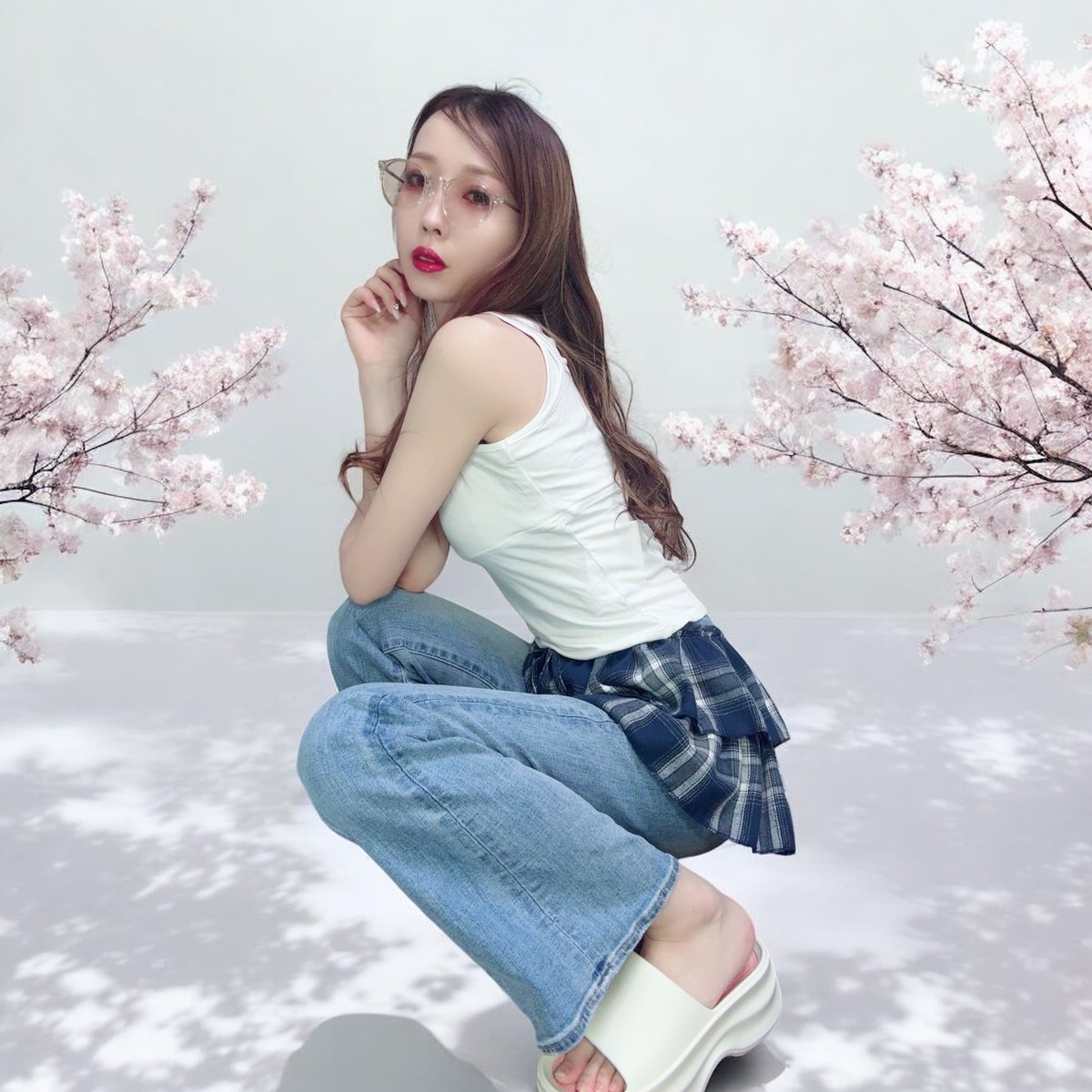 ネイビーチェックレイヤードスカート🟦 | lazo