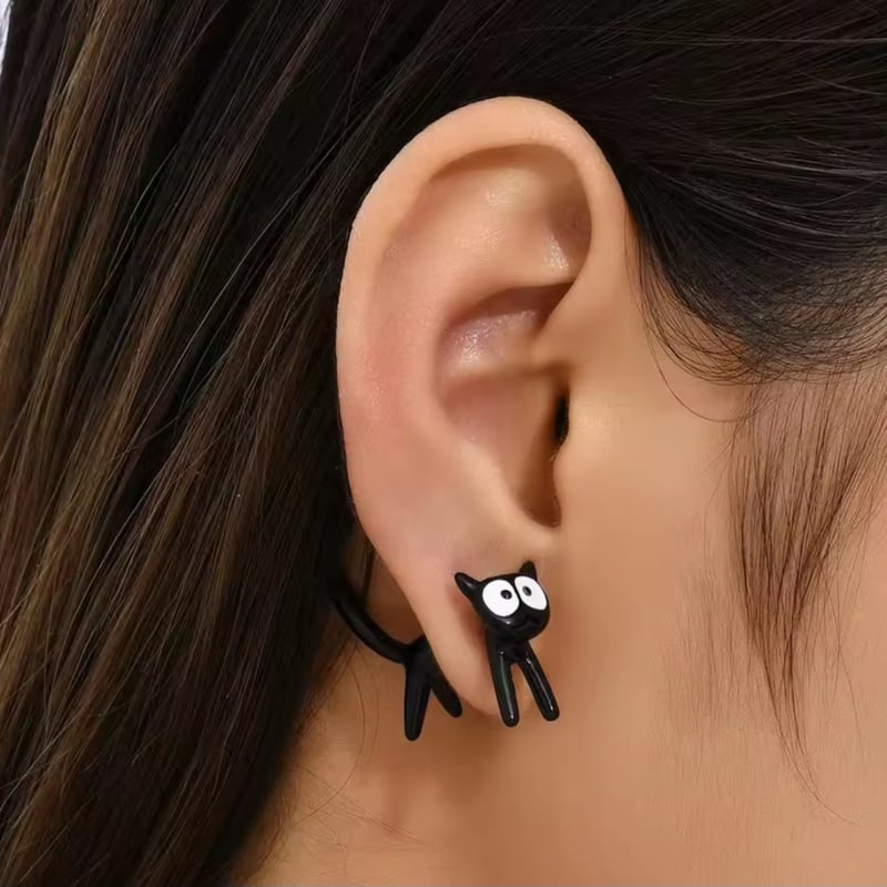 N0010K 可愛い黒猫デザインのピアス | りさいくる&雑貨のお店 Sea.pony