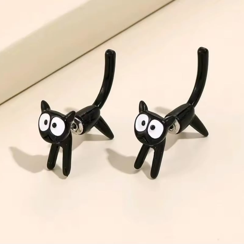 N0010K 可愛い黒猫デザインのピアス | りさいくる&雑貨のお店 Sea.pony