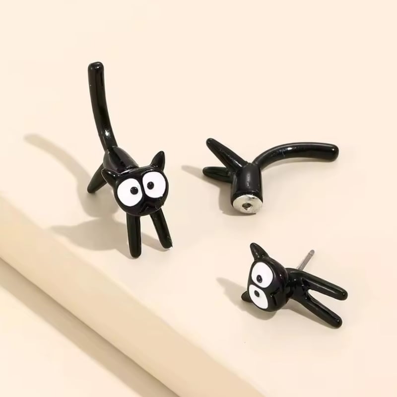 N0010K 可愛い黒猫デザインのピアス | りさいくる&雑貨のお店 Sea.pony