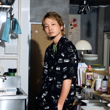 GENBA_アロハシャツ(モノクロ)