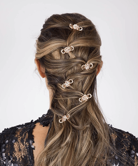 ミニクリスタルスクラスターヘアクリップ(2ピース1セット)