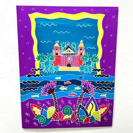 【真作保証】Judith Geiger（ジュディス・ガイガー）／「Santa Babara Scene」 絵画 額なし