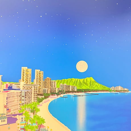 【真作保証】Jan Devidson（ジャン・デヴィッドソン）／「Waikiki Nights」米国女流作家 セリグラフ・シルクスクリーン 絵画 版画