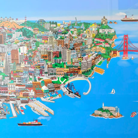 【真作保証】Jan Devidson（ジャン・デヴィッドソン）／「San Francisco」 米国女流作家 セリグラフ・シルクスクリーン 絵画 版画
