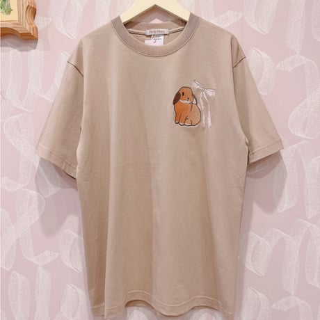 ラビット刺繍Tシャツ(ワンポイント刺繍)