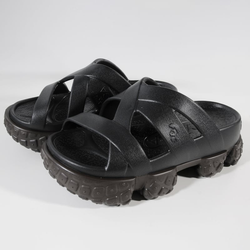  SLIPPER クロスストラップ サンダル ブラック レザークロスストラップサンダル